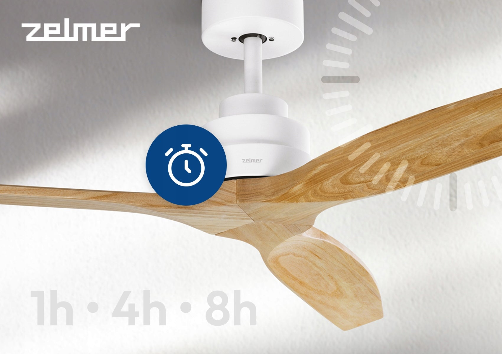 CEILING FAN ZELMER FAN ULTRA QUIET 6 MODES WHITE OAK Model ZCF5600