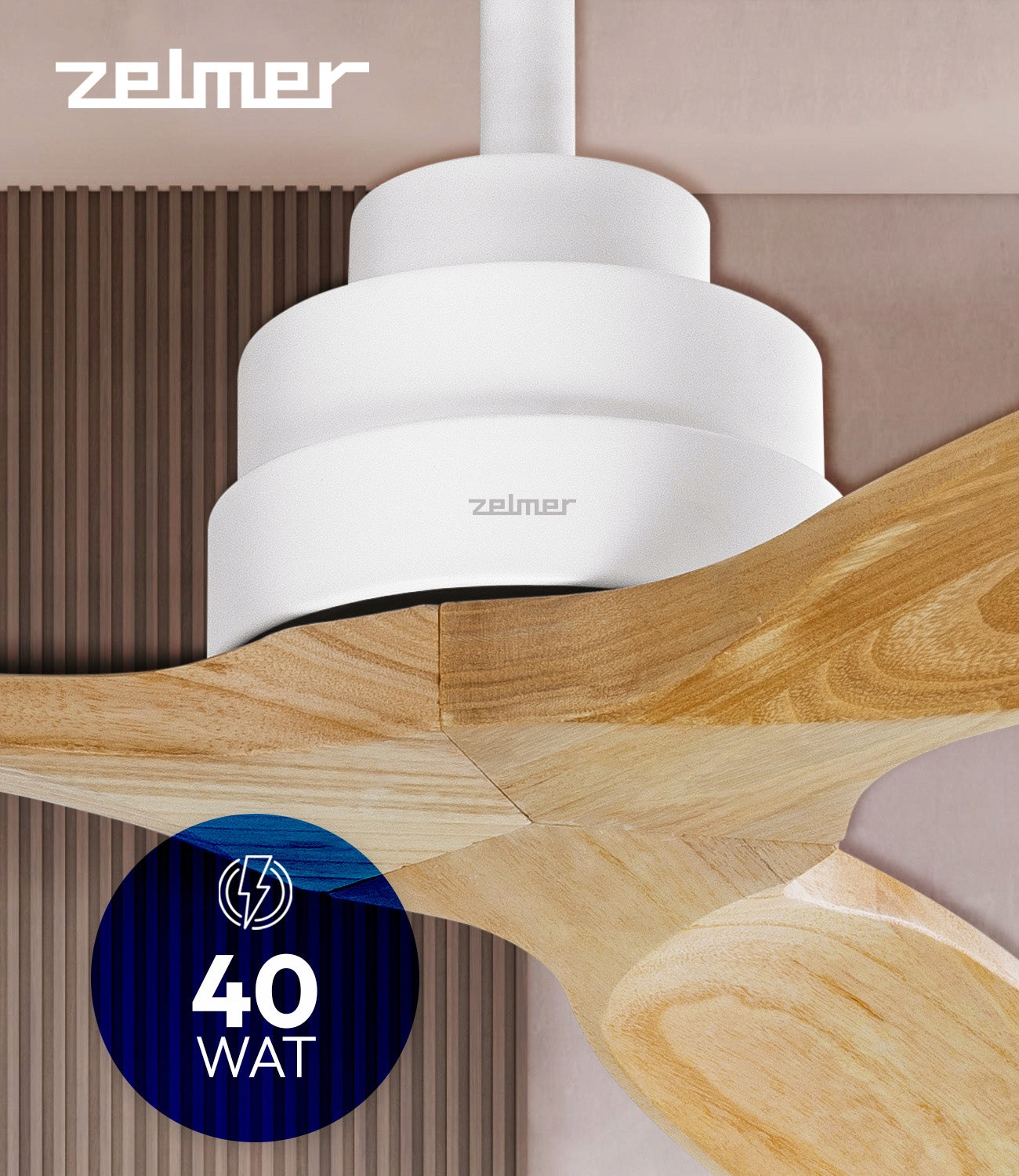 CEILING FAN ZELMER FAN ULTRA QUIET 6 MODES WHITE OAK Packaging status original