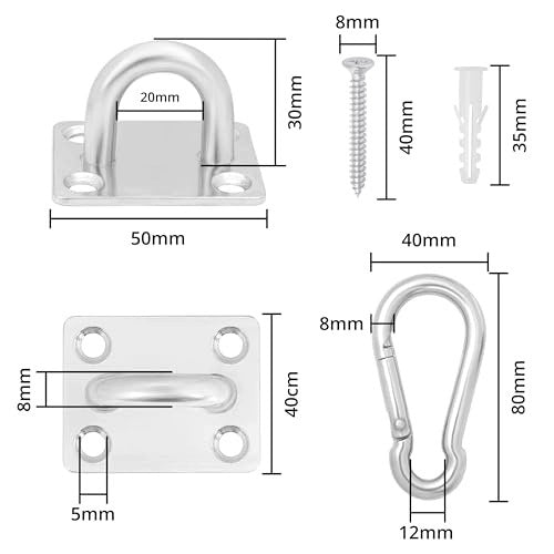 CEILING HOOKS EYELETS M8 STAINLESS STEEL CARABINERS SET Manufacturer code Nieoznaczona