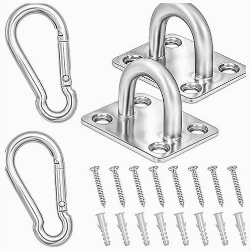 CEILING HOOKS EYELETS M8 STAINLESS STEEL CARABINERS SET