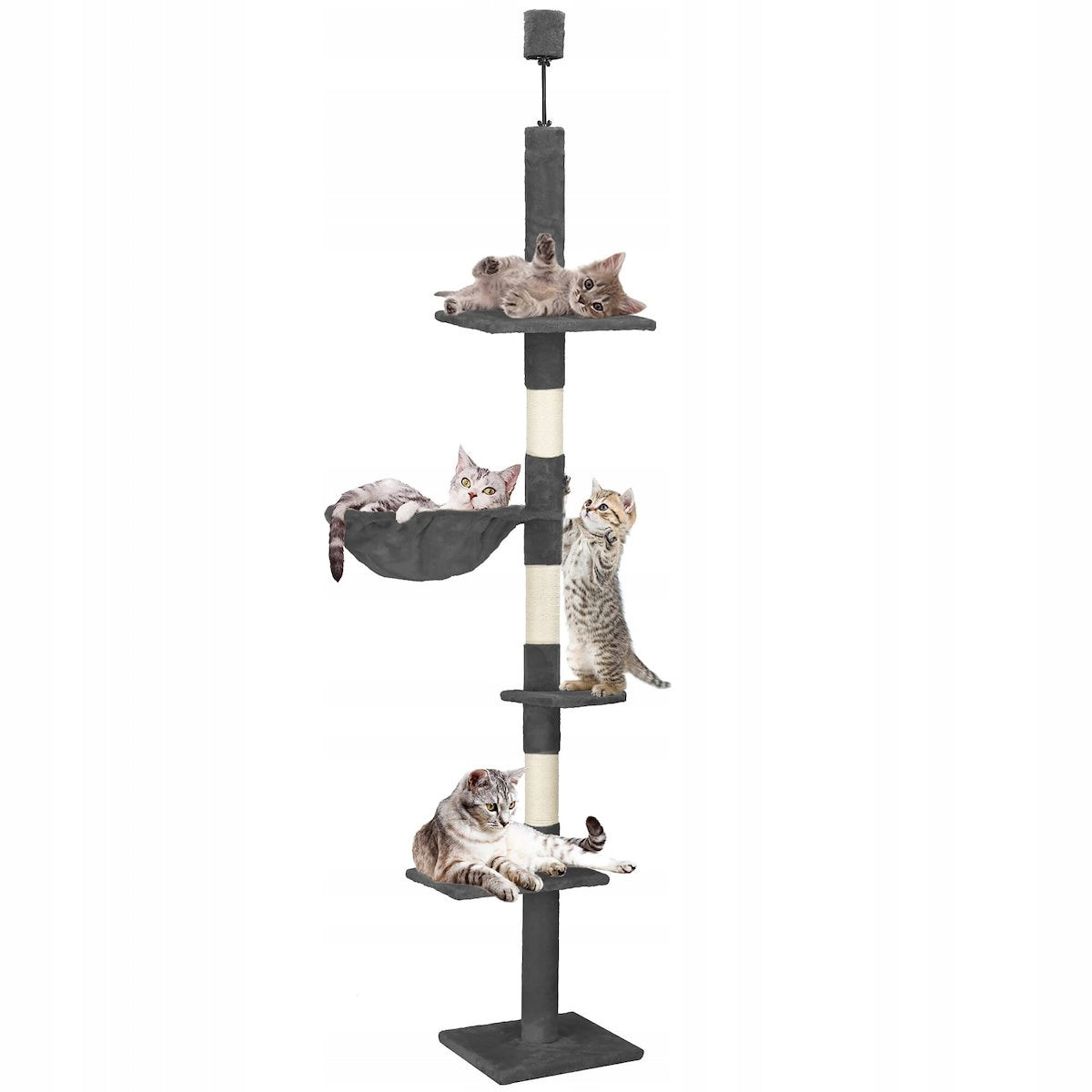 CEILING SCRATCHING POST 5 LEVELS FOR CAT LARGE BED POST TOWER GREY XXL