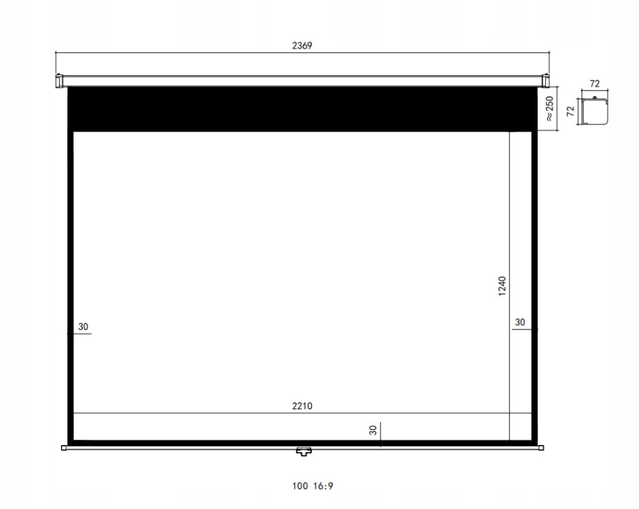 CEILING WALL PROJECTION Screen 100 Inch 16:90 4K Lock Spcetronik Packaging status original