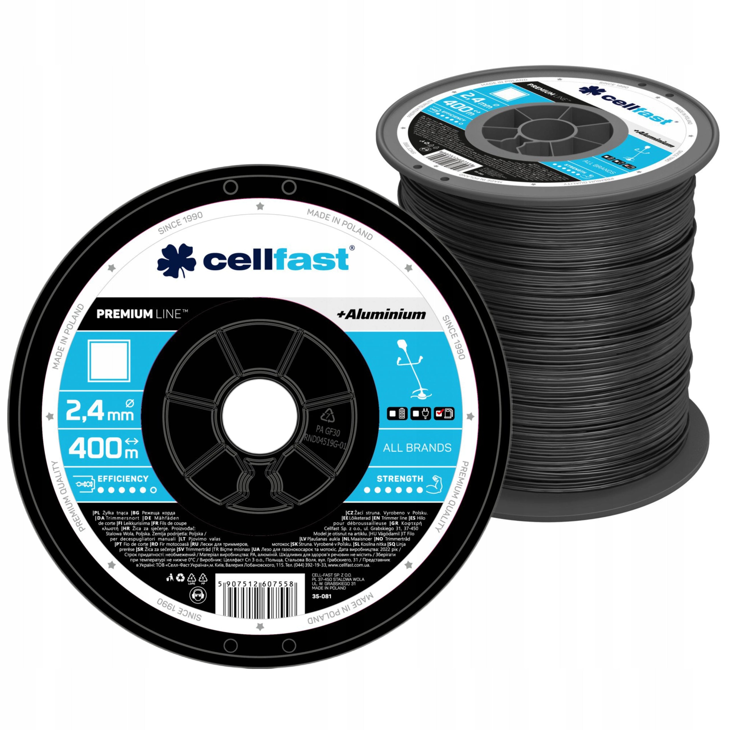 CELLFAST CUTTING LINE FOR TRIMMER SCYTHE SQUARE SPOOL 2,4MM 400M Length 400 m