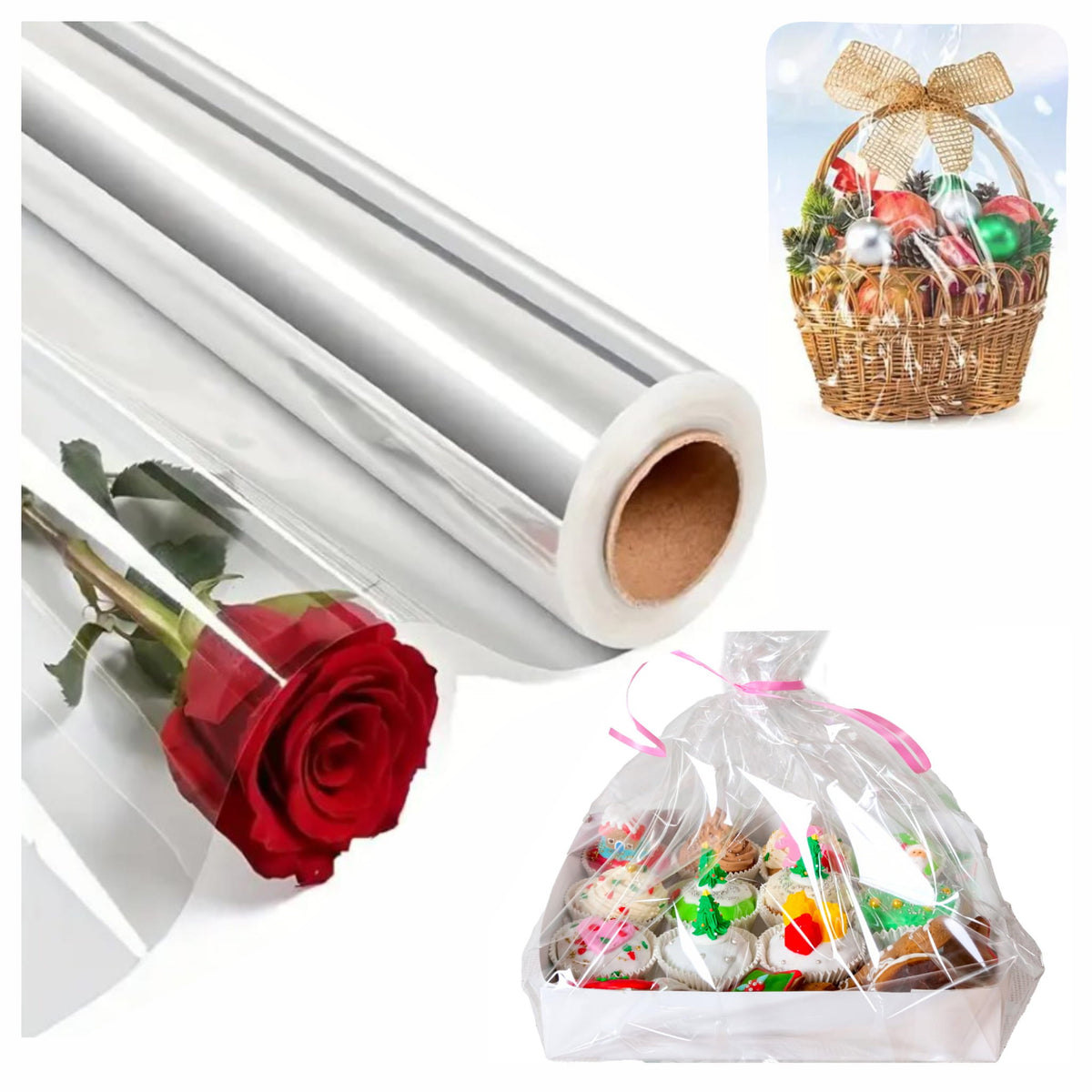 CELLOPHANE 140x100cm IN SHEETS TRANSPARENT 10 PCS FOR GIFT WRAPPING