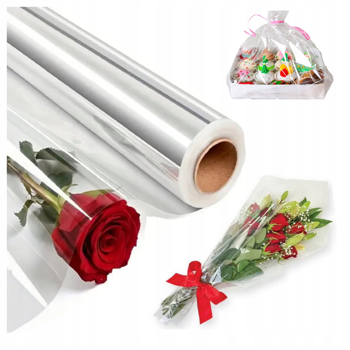 CELLOPHANE 70x100cm IN SHEETS TRANSPARENT 10 PCS FOR GIFT WRAPPING
