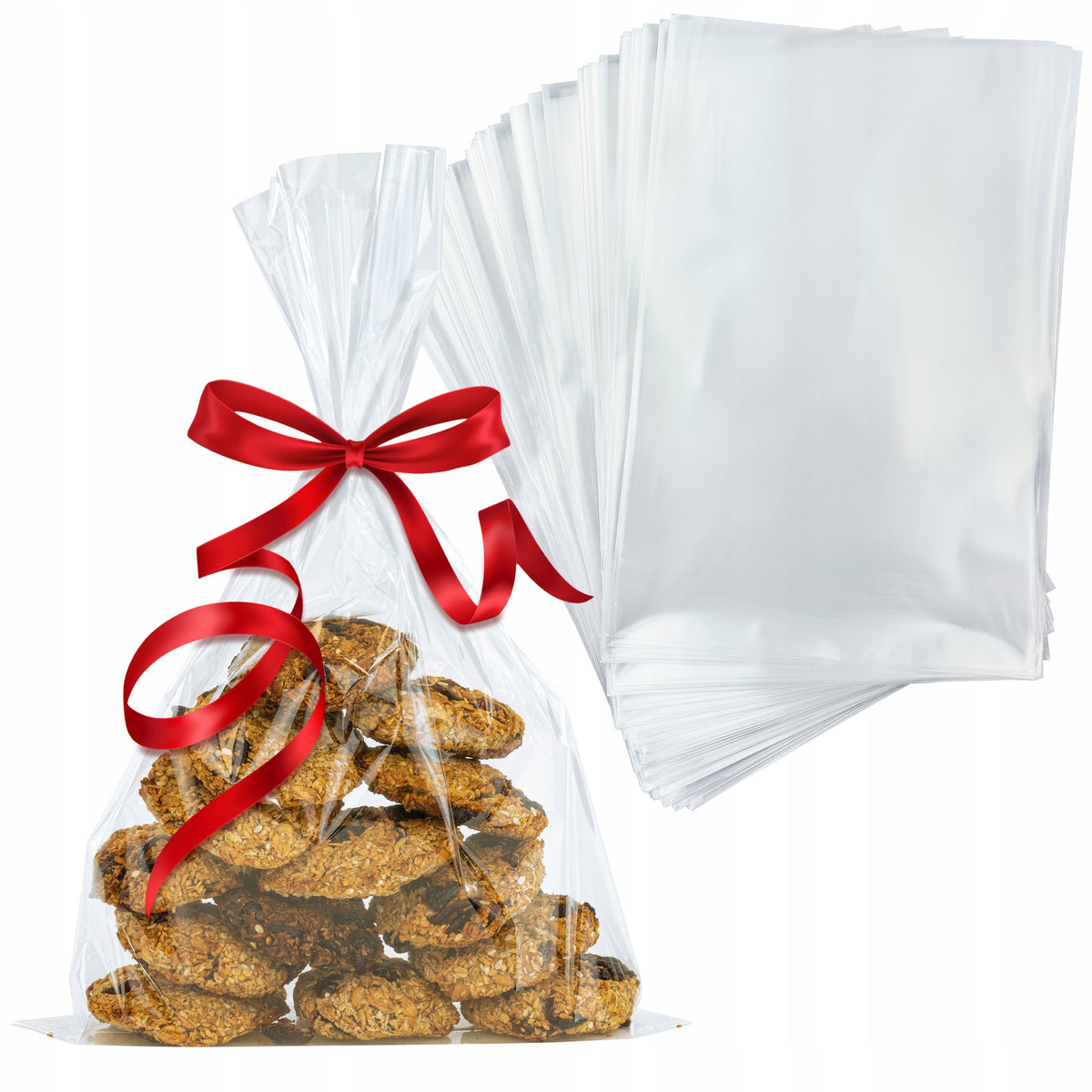 CELLOPHANE FOIL BAGS CHRISTMAS BAGS 10x15cm SET OF 100pcs THICK