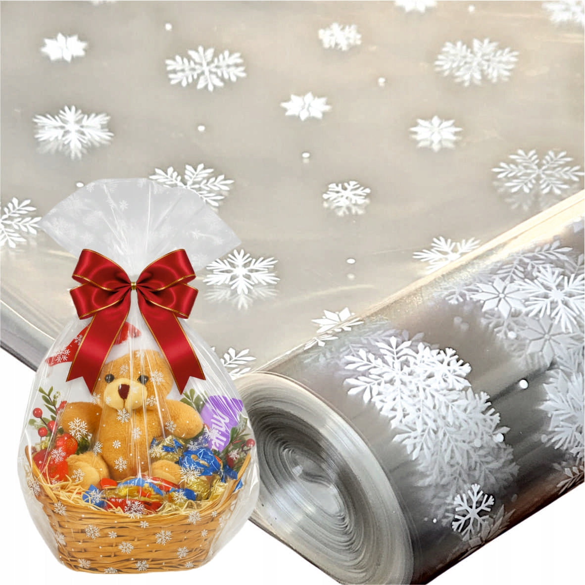 CELLOPHANE GIFT WRAPPING FILM, CHRISTMAS SNOWFLAKES 70x100 50 sheets Brand Miropak