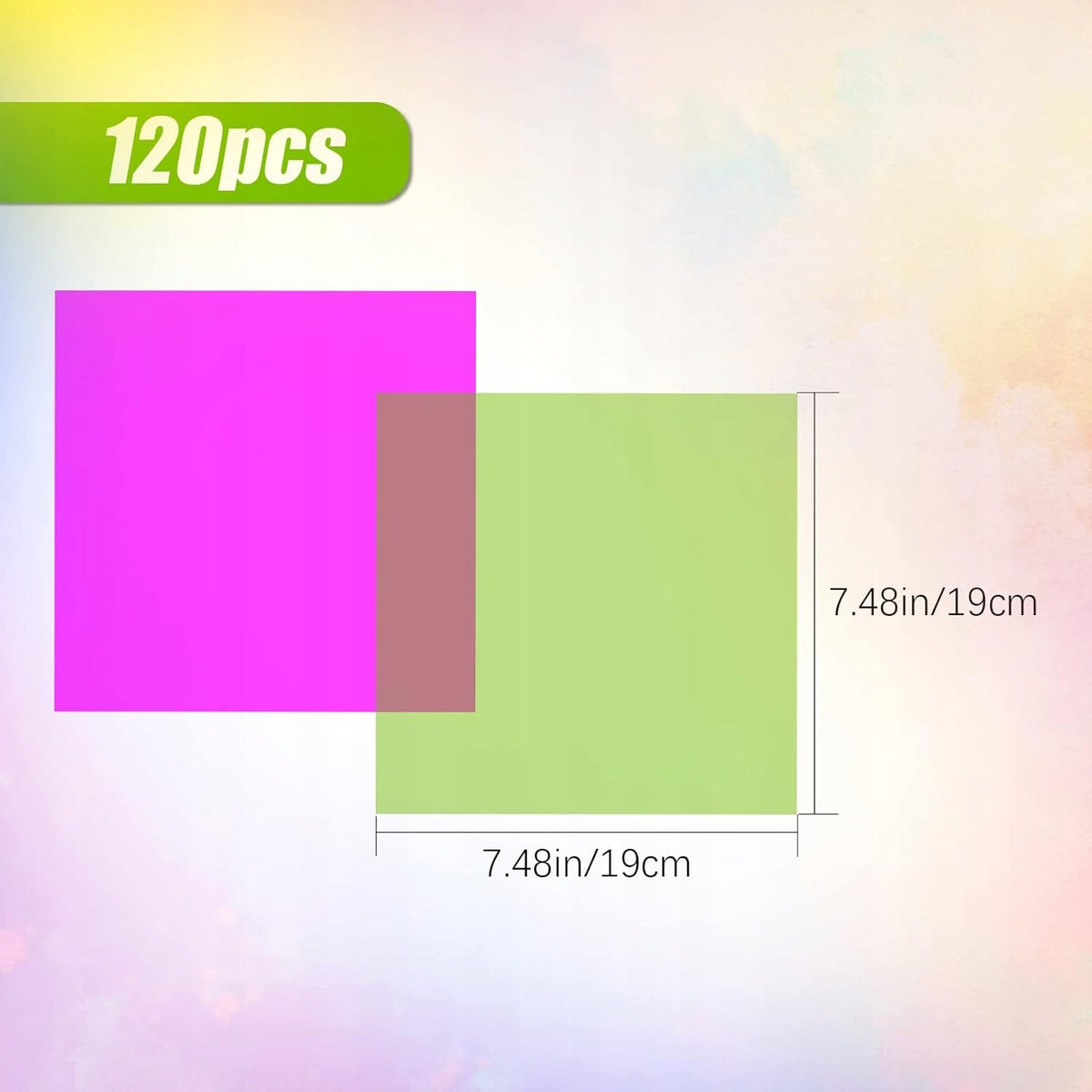 CELLOPHANE SHEETS 120 PCS 19X19CM COLOR TRANSPARENT FILM DIY Length 19 cm