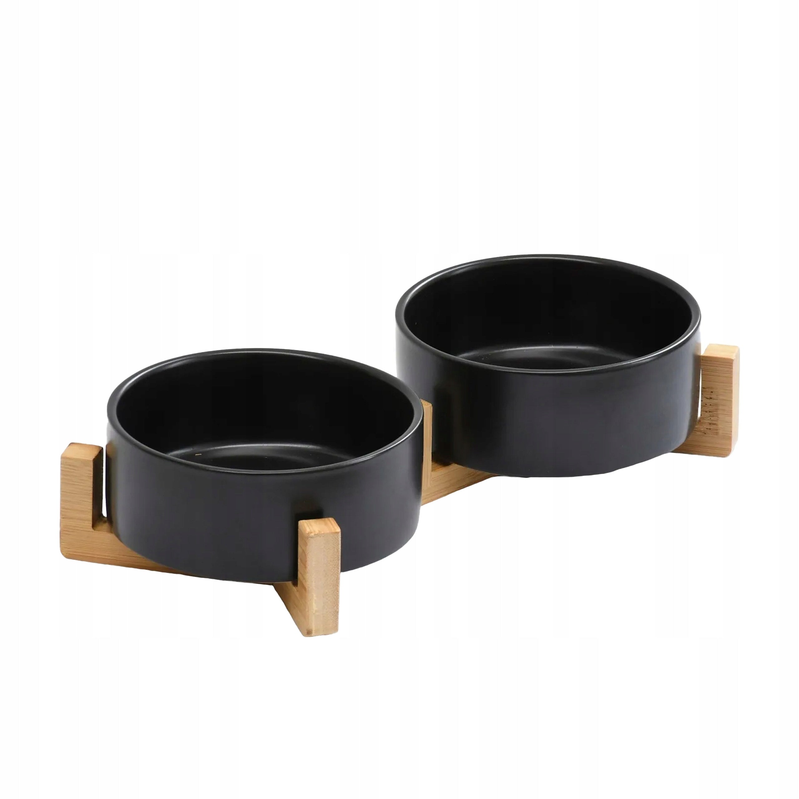 CERAMIC BOWL FOR CAT DOG ON STAND DOUBLE SET 2x400ml BLACK Manufacturer code Ceramiczna