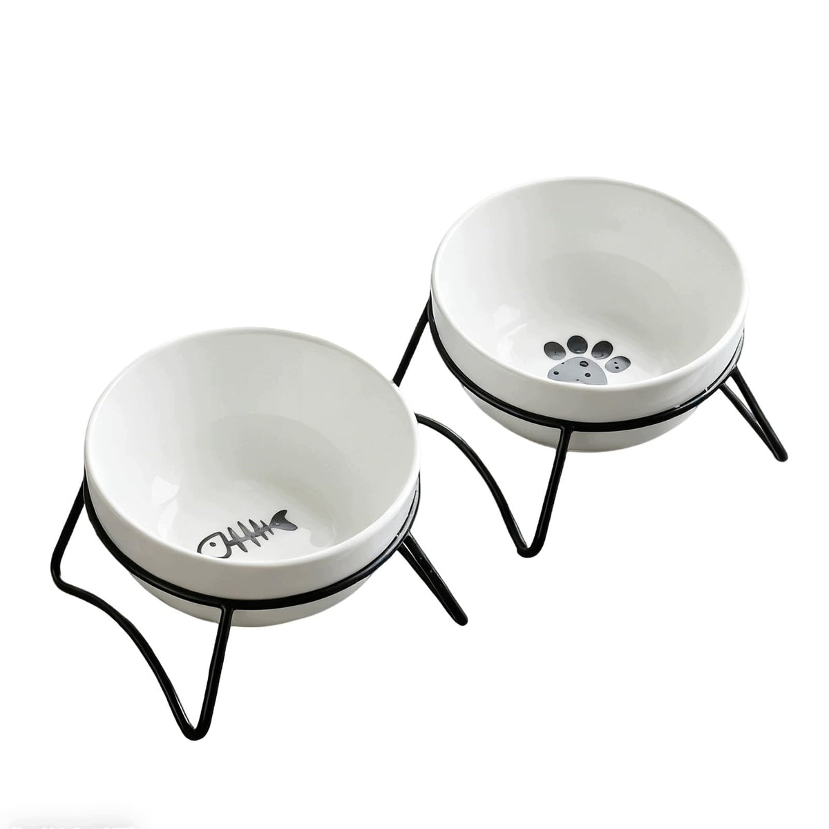 CERAMIC BOWLS FOR CAT AND DOG WITH STANDS 2 PIECES