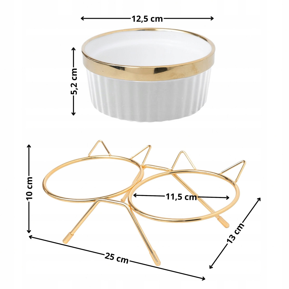 CERAMIC BOWLS ON A DOG STAND CAT 2x 300ML DOUBLE Packaging status original