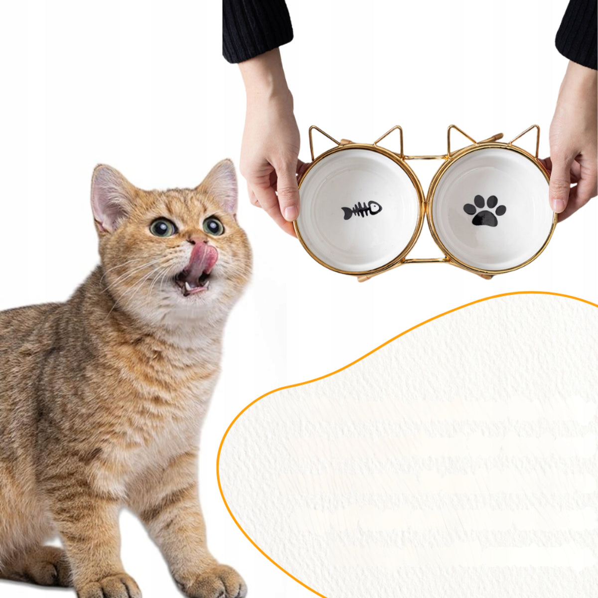 CERAMIC BOWLS ON A DOG STAND CAT 2x 300ML DOUBLE