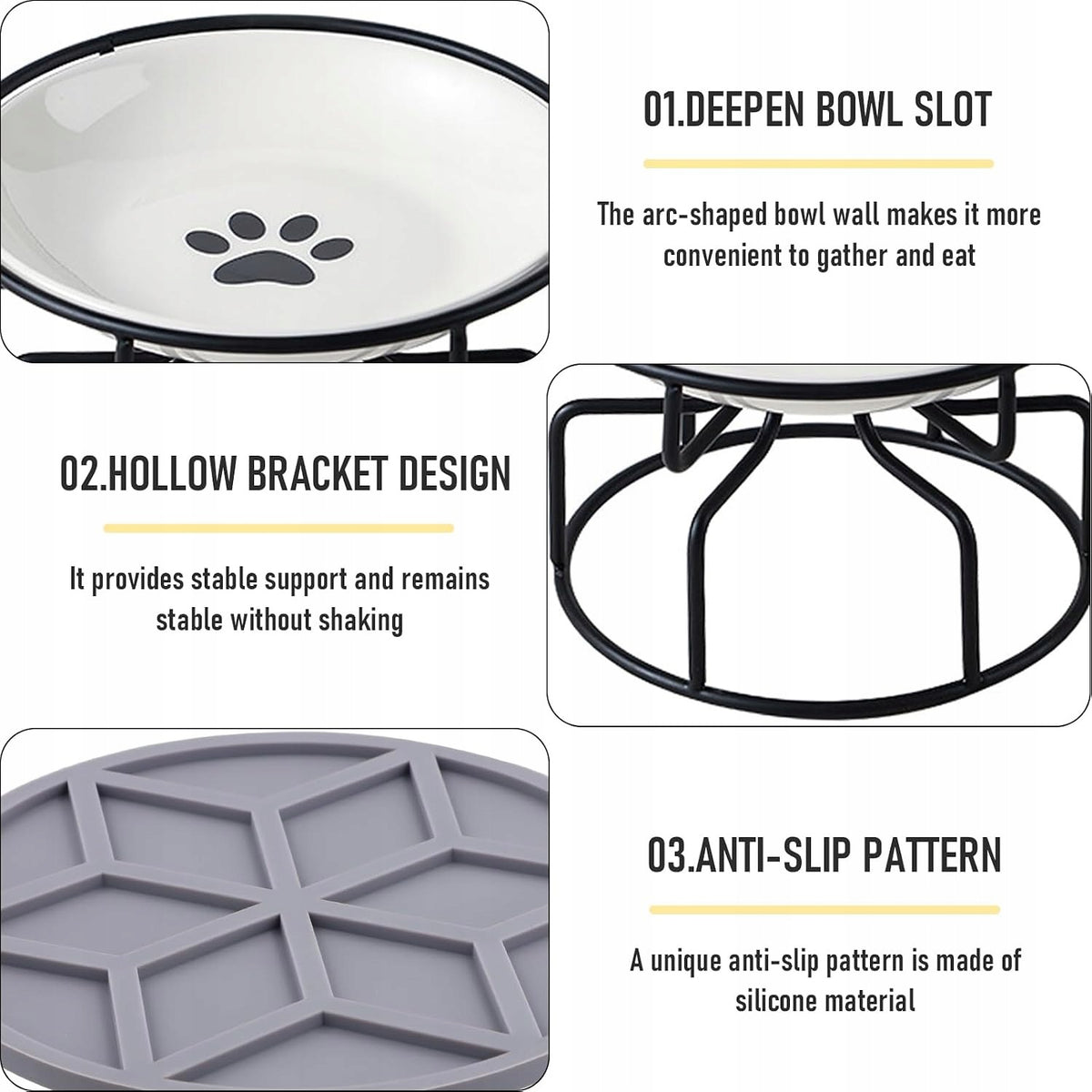 CERAMIC CAT BOWLS RAISED ON STAND ANTI-SLIP Kind automatic feeder