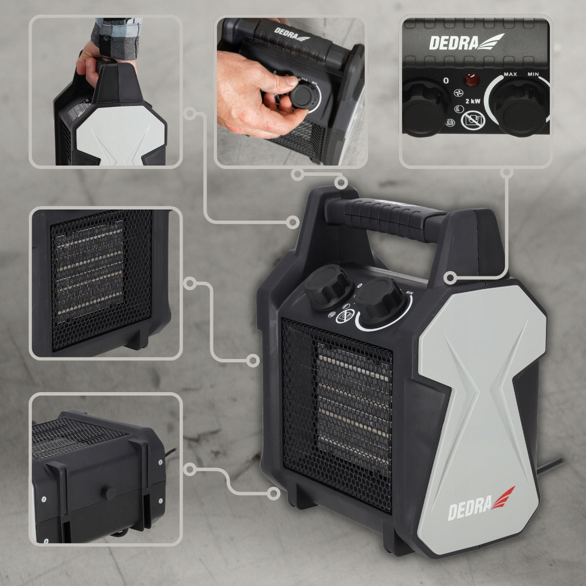 CERAMIC ELECTRIC HEATER PTC 2000W 2kW FARELKA DEDRA + THERMOSTAT Packaging status original