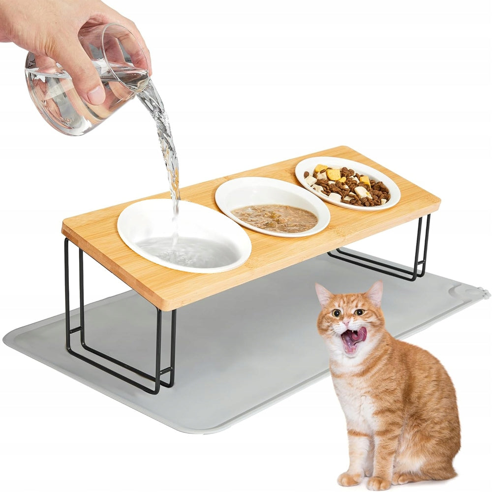 CERAMIC FEEDING STATION 3 ERGONOMIC BOWLS FOR CAT