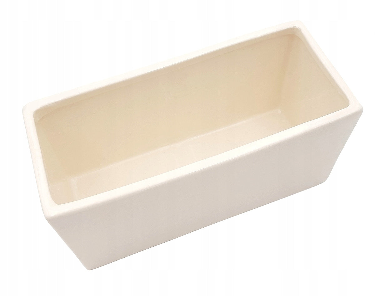 CERAMIC FLOWER POT COVER MODERN RECTANGULAR WHITE 22cm Brand no brand