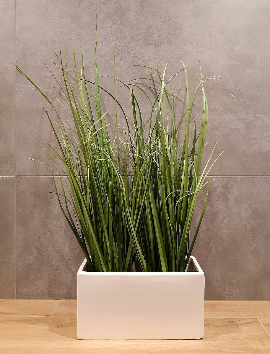 CERAMIC FLOWER POT COVER MODERN RECTANGULAR WHITE 22cm Material ceramic