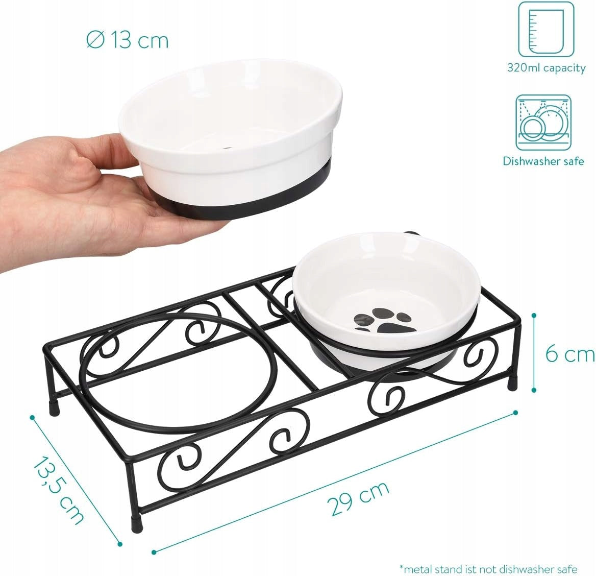 CERAMIC FOOD BOWLS ON DOG CAT STAND Manufacturer code MISKI NA KARMĘ CERAMICZNE 2x