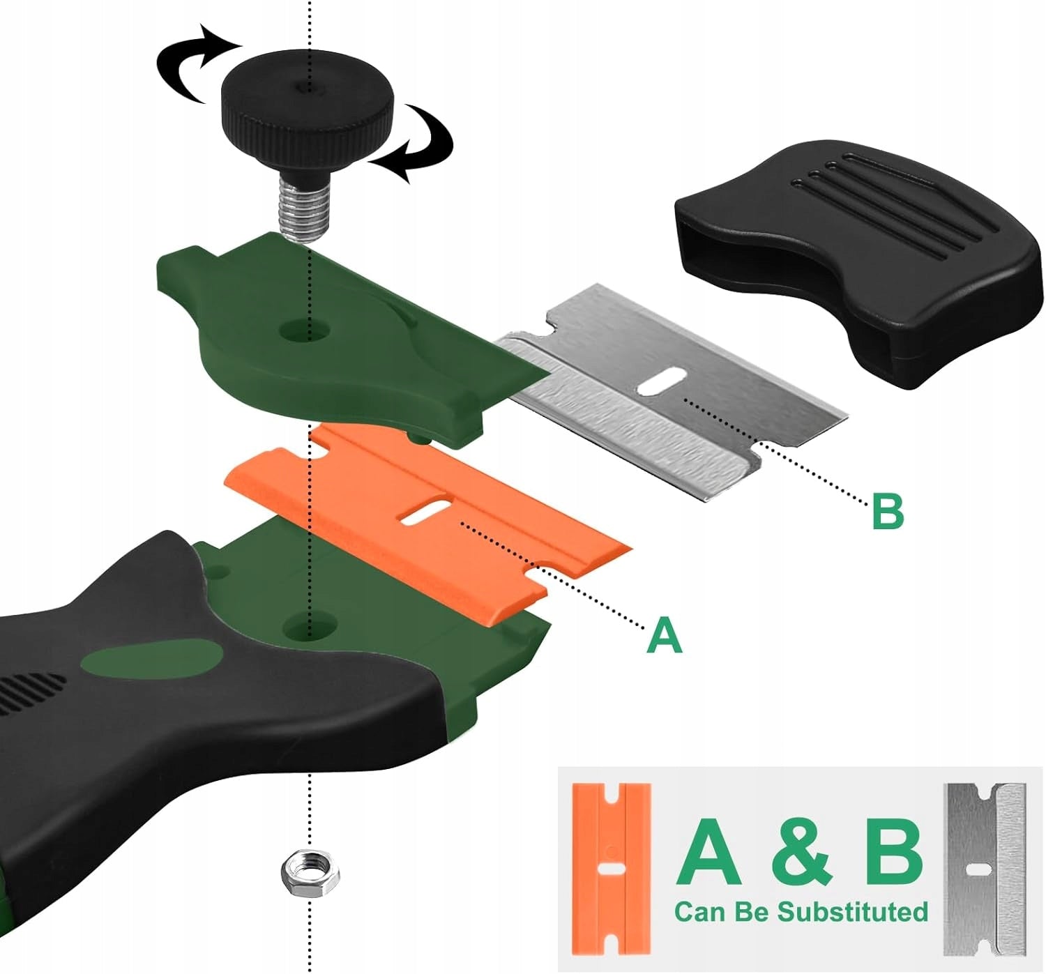 CERAMIC PLATE SCRAPER WITH TWO ENDS AND 20 STEEL BLADES Manufacturer code 0094637408926