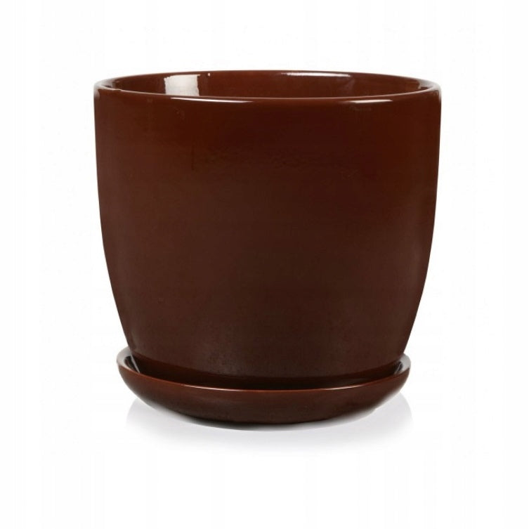 CERAMIC POT WITH STAND 13 x 12 cm BROWN