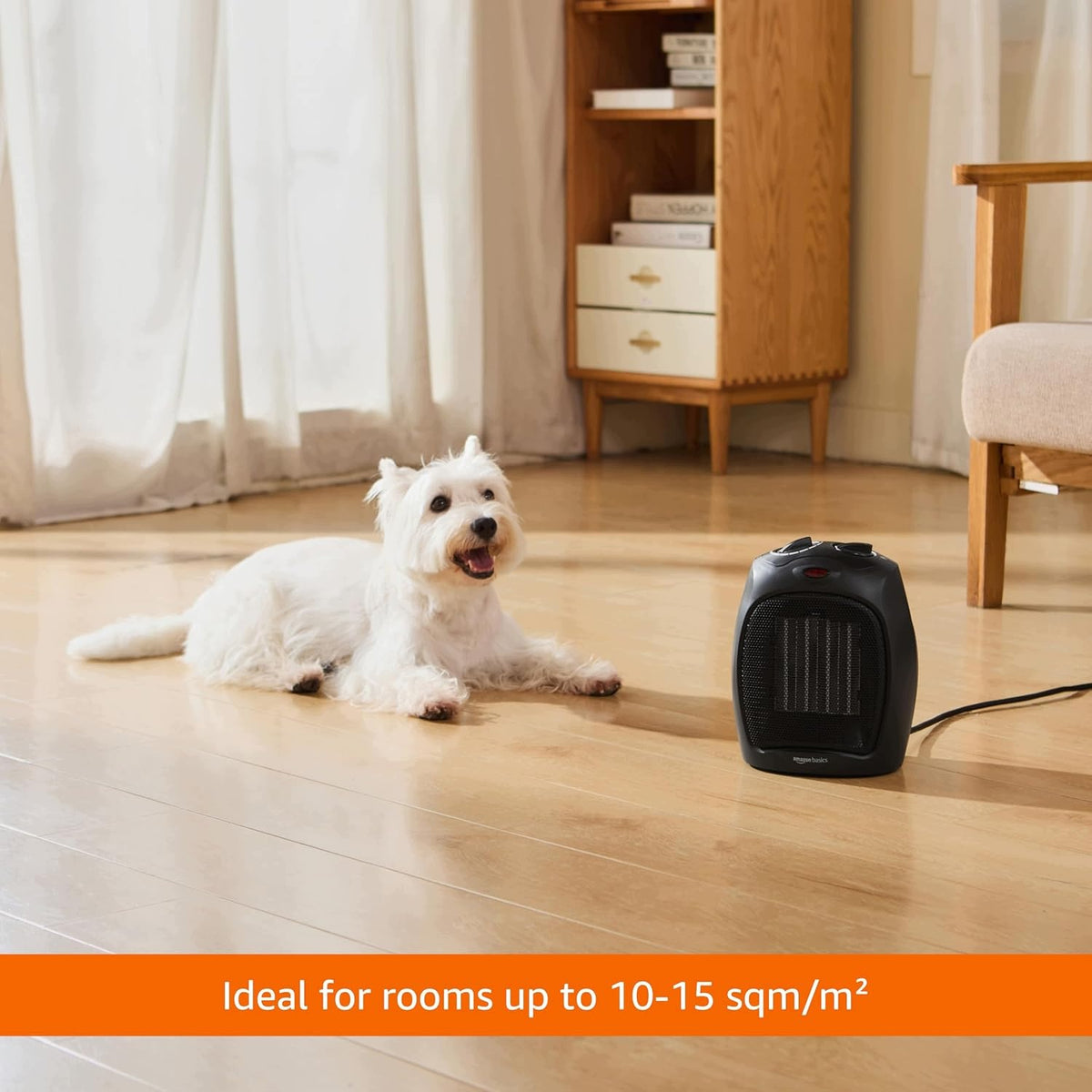CERAMIC STANDING RADIATOR 1500 IN THERMOSTAT AMAZON BASICS BLACK Packaging status original