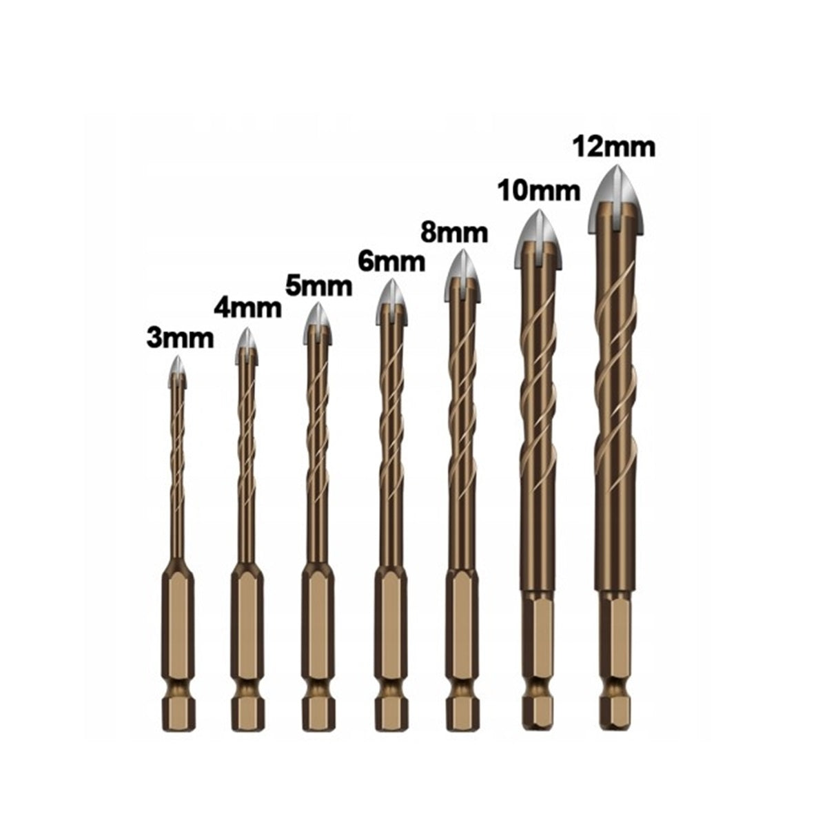 CERAMIC TILE GLASS DRILL BIT SET 7PCS 3-12MM Number of drill bits 7 pcs