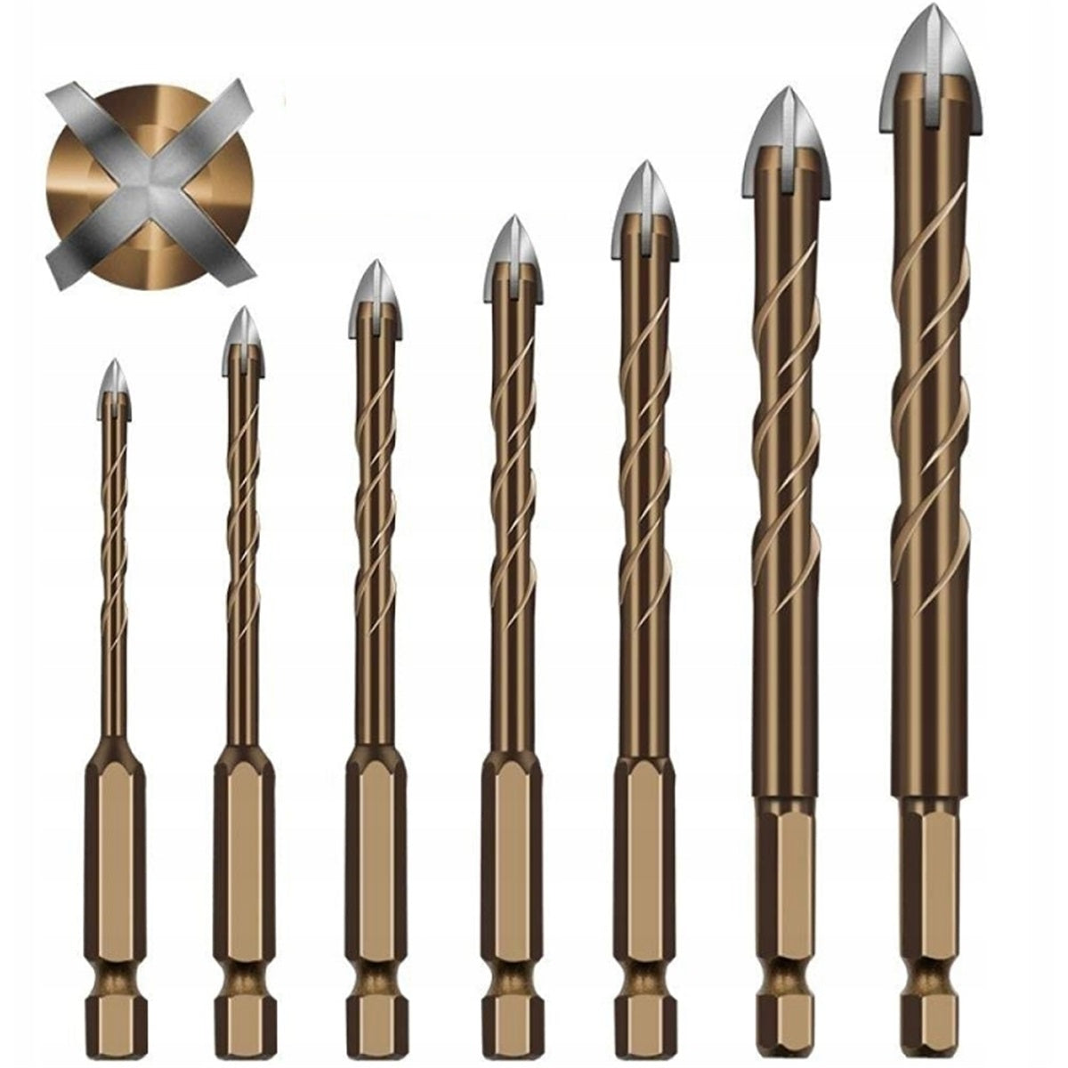 CERAMIC TILE GLASS DRILL BIT SET 7PCS 3-12MM