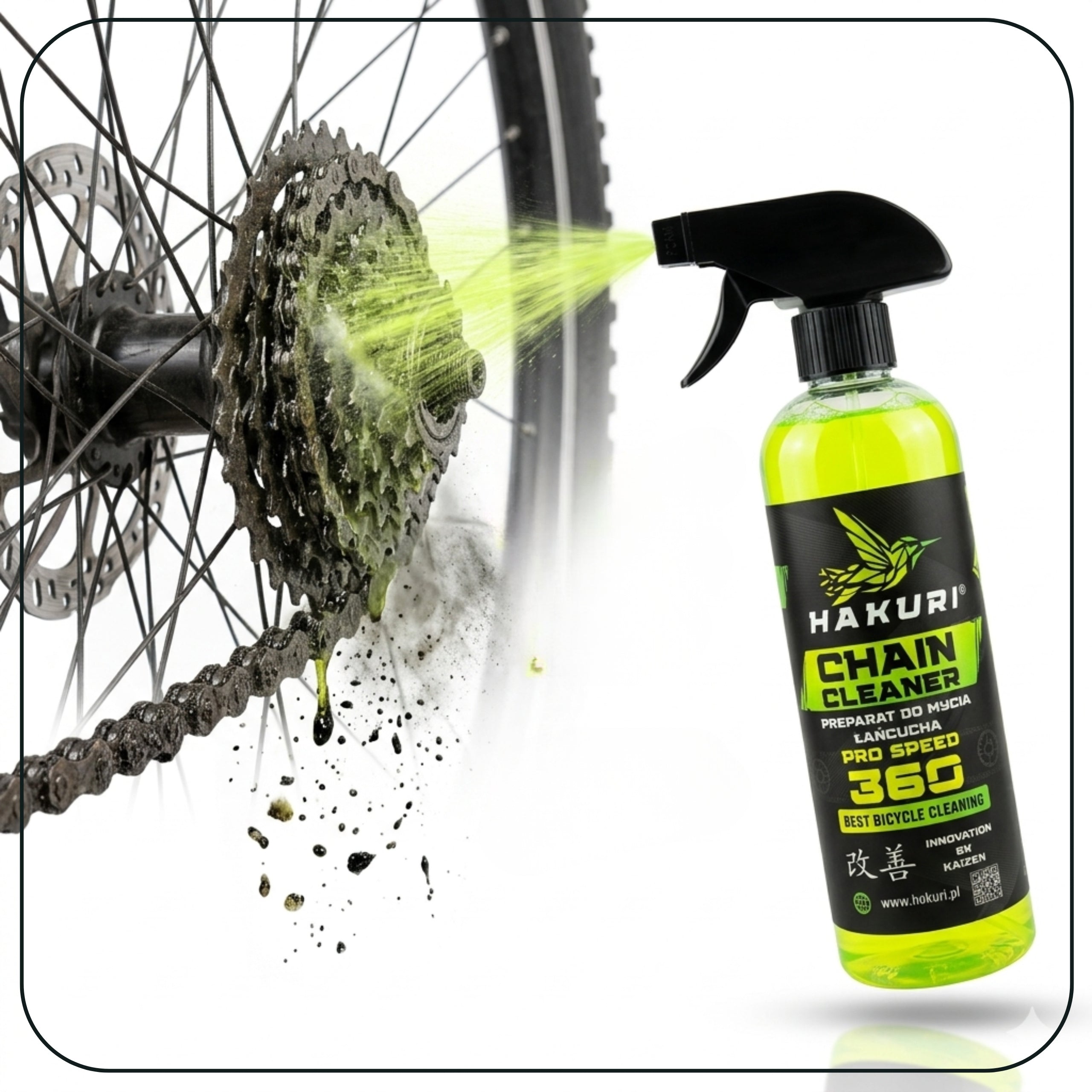 CERAMIC WAX Bicycle Chain Grease DEGREASER BRUSH Manufacturer code Zestaw HAKURI Zmywacz + wosk + szczotka