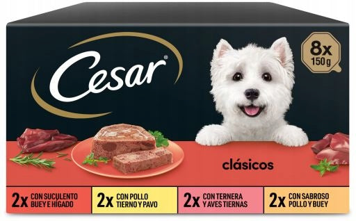 CESAR CLASSIC TERRINE WET DOG FOOD MEGAPACK MIX MEAT FLAVOR 24x150g Packaging status original
