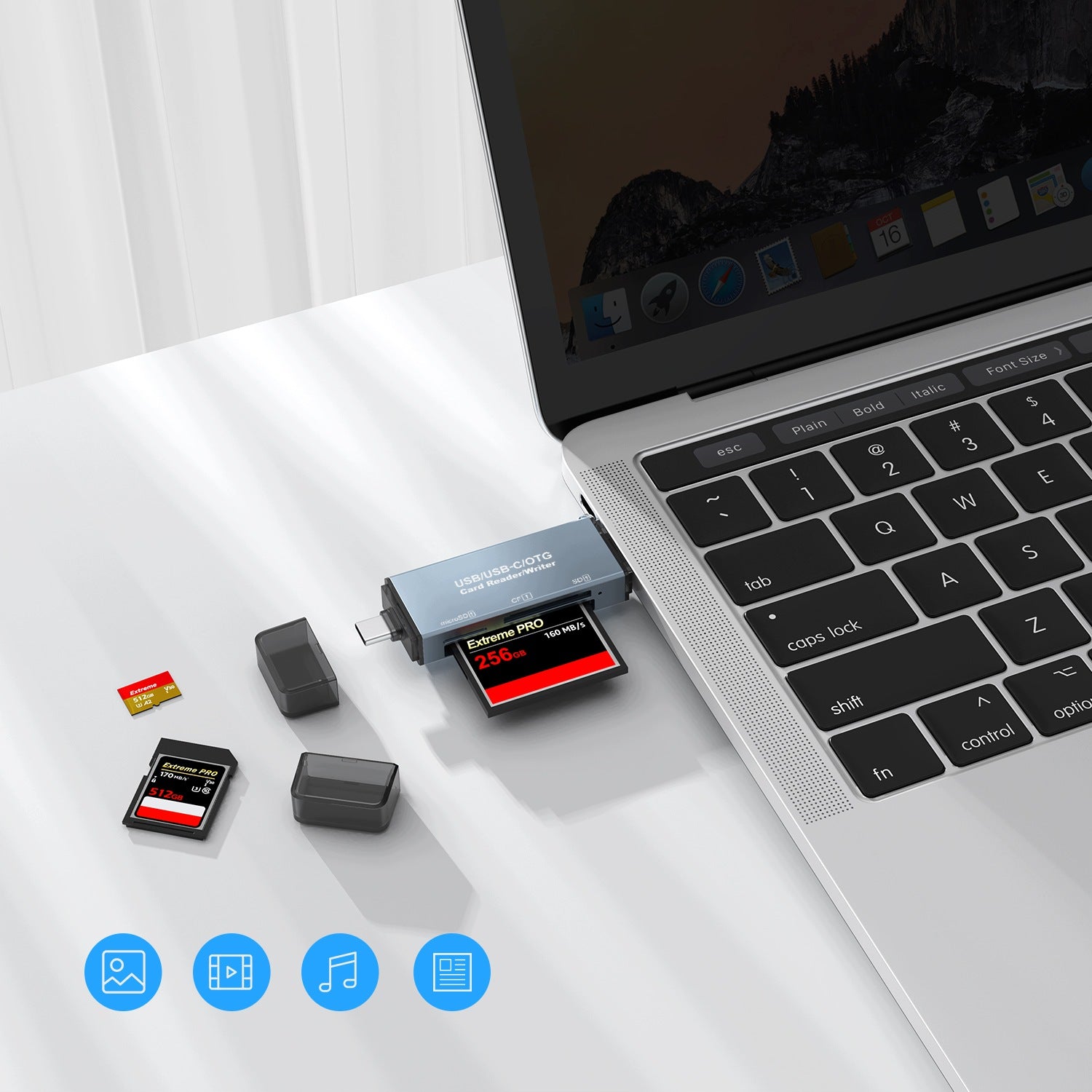 CF Micro SD Memory Card Reader USB 3.0 USB-C OTG 5 Gb/s up to 2 TB Manufacturer code Elarionith0704-5
