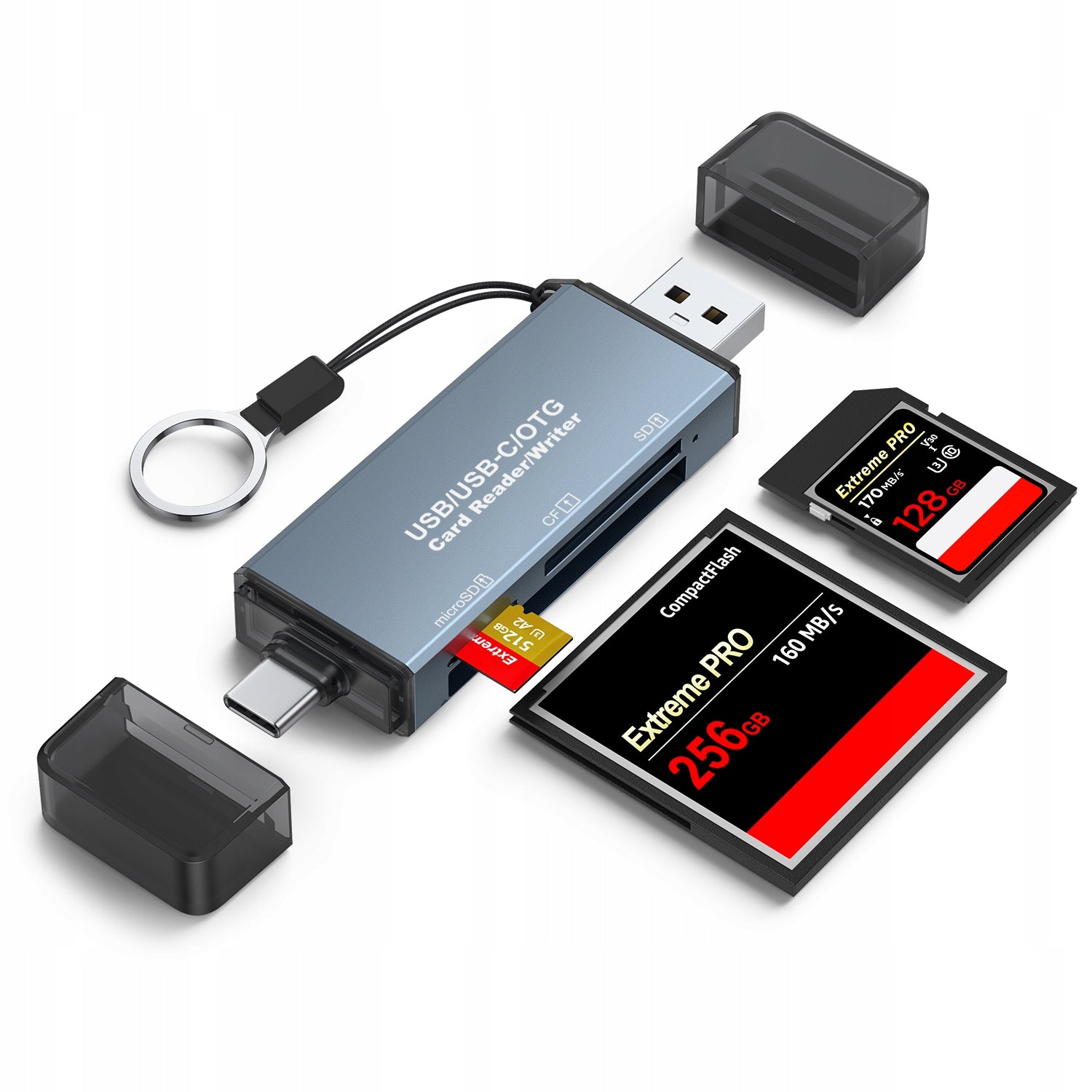 CF Micro SD Memory Card Reader USB 3.0 USB-C OTG 5 Gb/s up to 2 TB