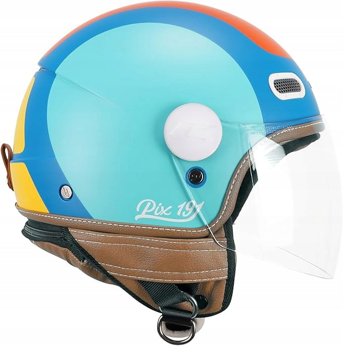 CGM Helmet Jet 191G PIX SPRINT Celeste Arancione L ECE 22.06