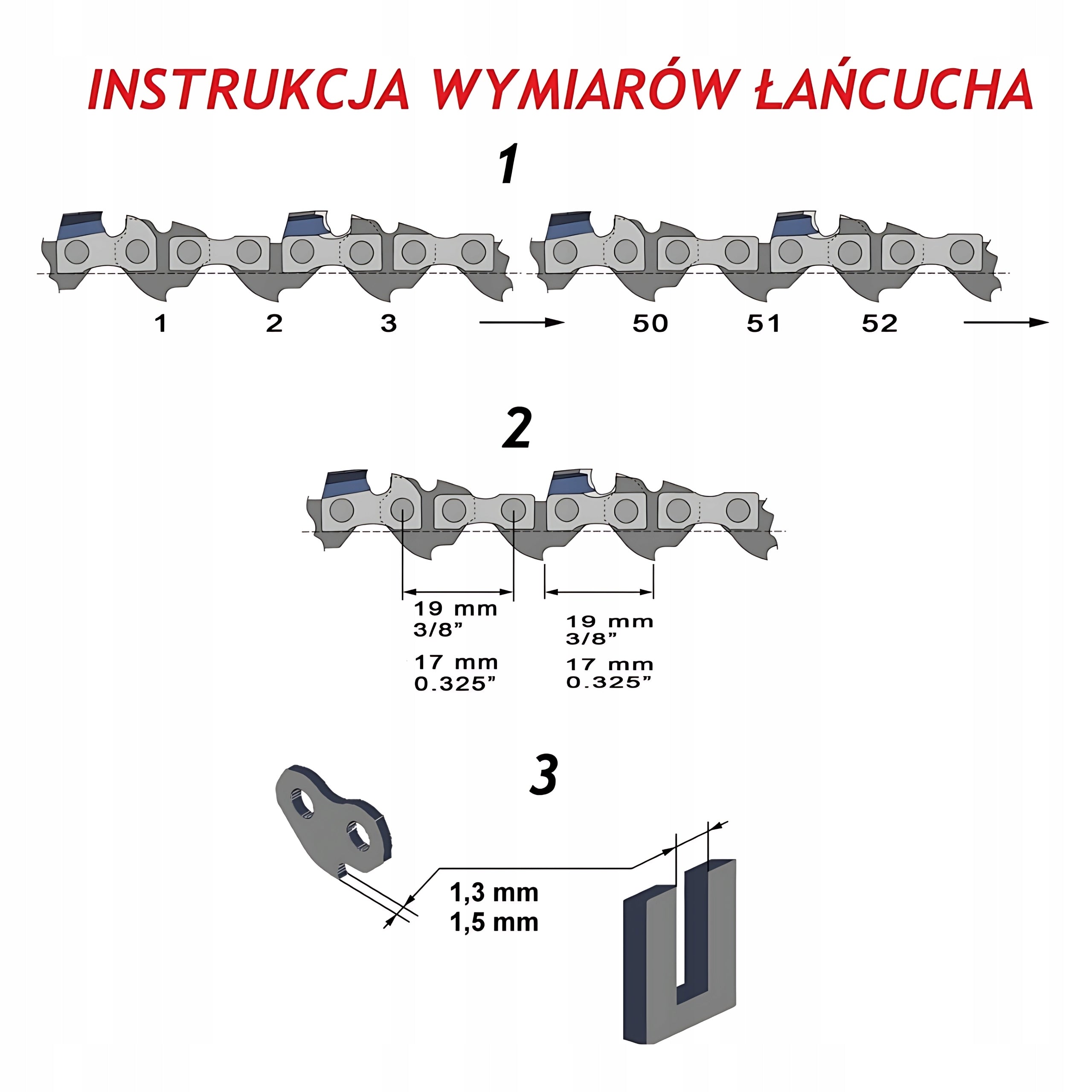 CHAIN FOR CHAINSAW 16'' 66 325 40cm 1.5MM Manufacturer code ŁAŃCUCH PIŁY totalstore GX008 16/66/325