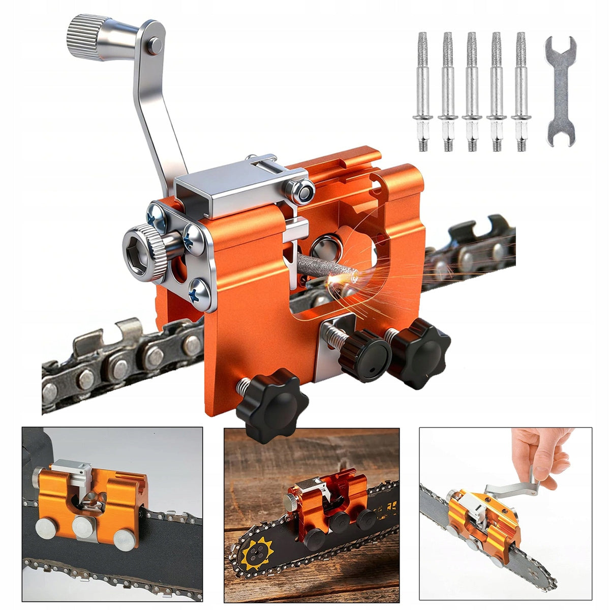 CHAIN SHARPENER CHAINSAW MANUAL SAW SET OF 5 WHETSTONE BLADES