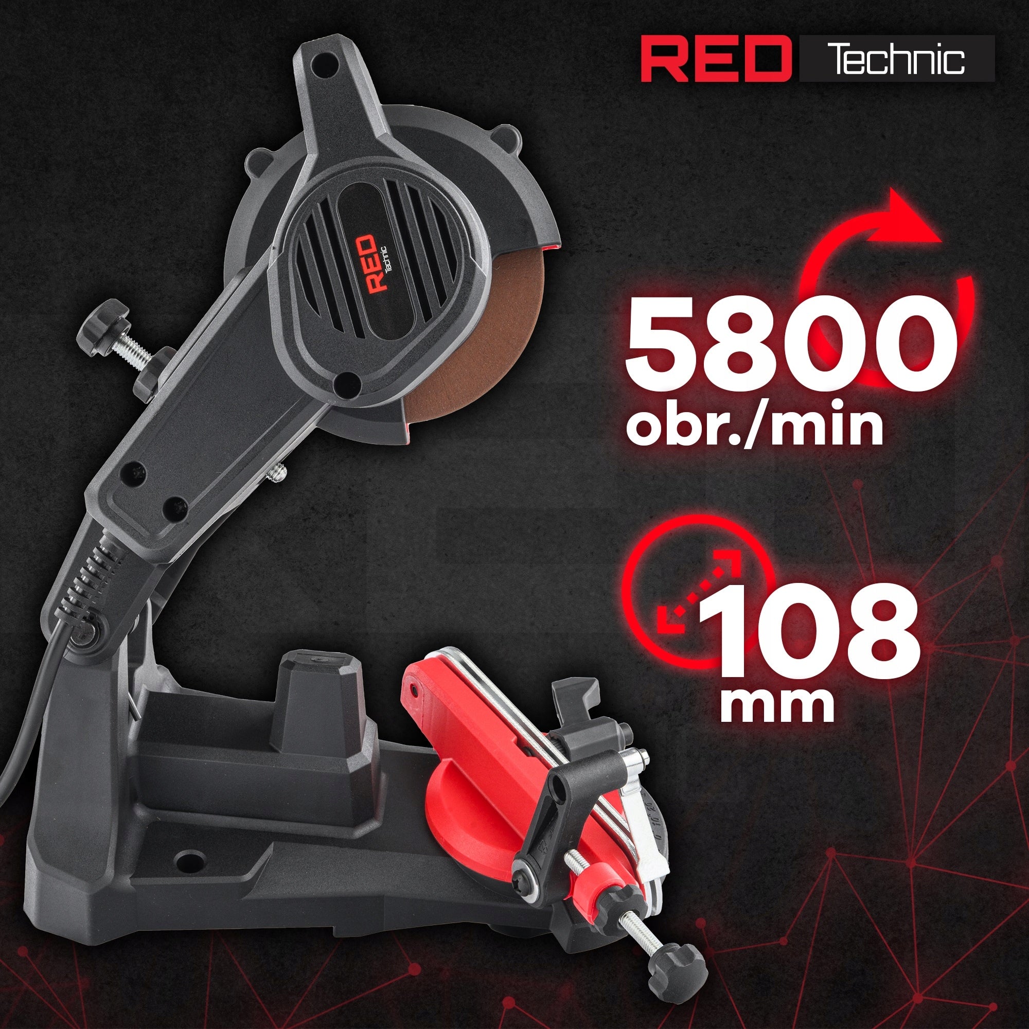 CHAIN SHARPENER SAW CHAINSAW ELECTRIC SHARPENER 90W 2X DISC Number of turns 5800 rpm
