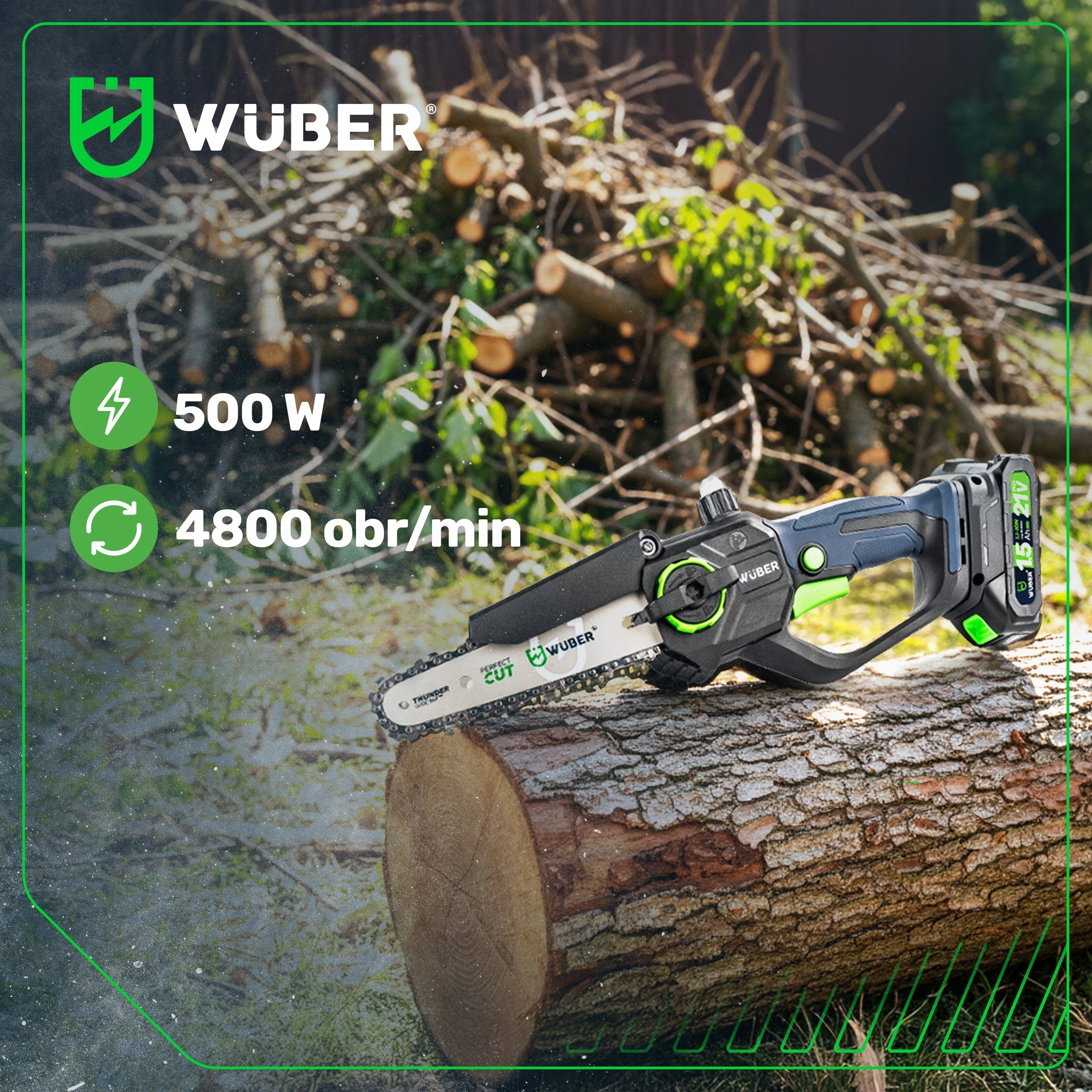 CHAINSAW BRANCH MINI CORDLESS SAW FOR BRANCH 2 AKU WUBER Guide manufacturer Wuber