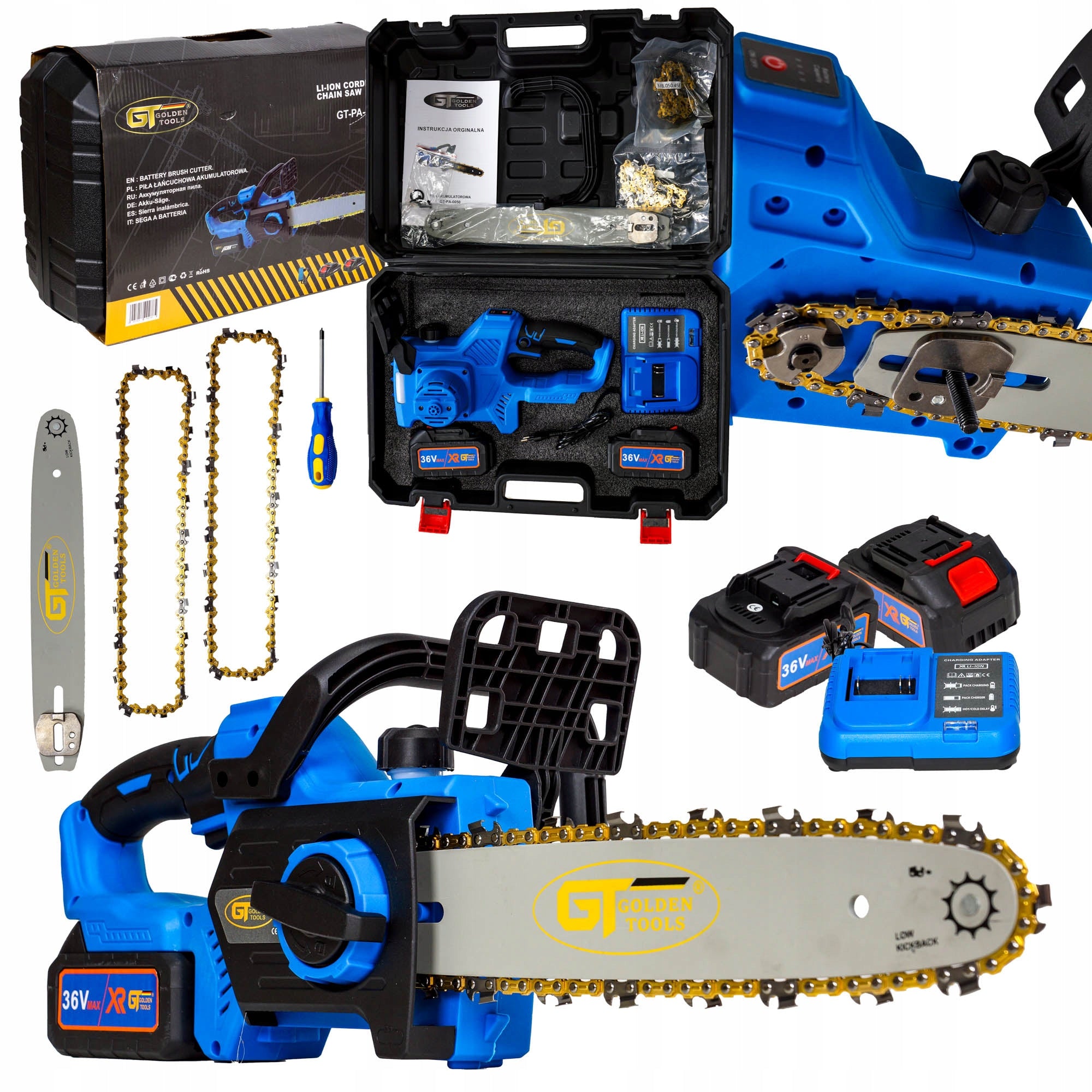 CHAINSAW CORDLESS CHAINSAW 2X CHAIN 2 X 21V 4AH 30CM GT