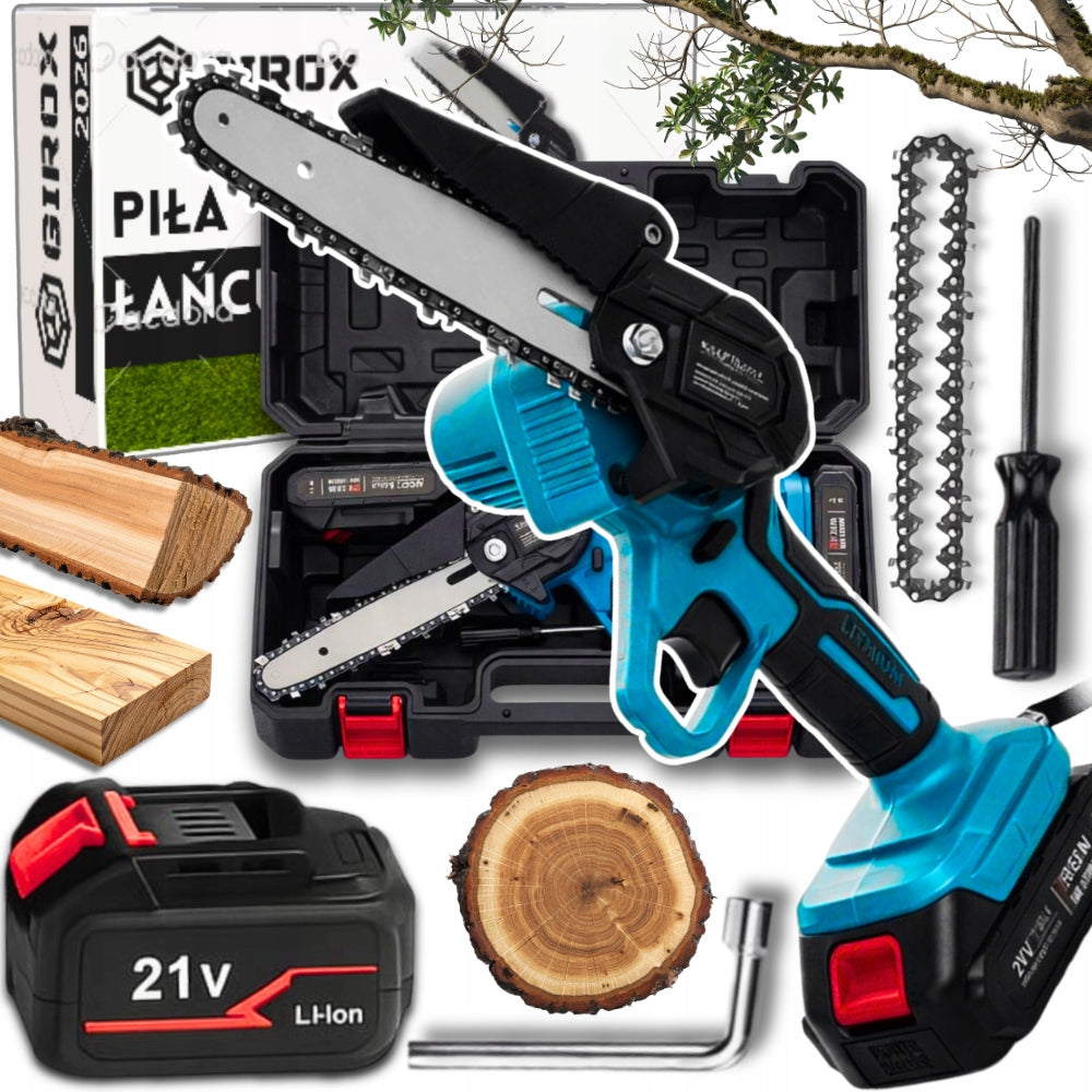 CHAINSAW CORDLESS HAND BRANCH SAW 2 BATTERIES 21V