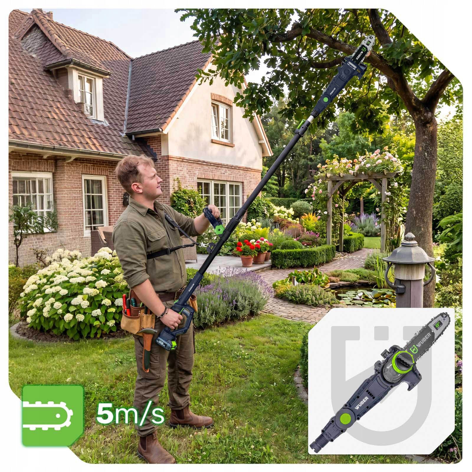 CHAINSAW CORDLESS HEDGE TRIMMER 2IN1 ON BOOM 3 M Manufacturer code W04374 PIŁA ŁAŃCUCHOWA NOŻYCE NA WYSIĘGNIKU