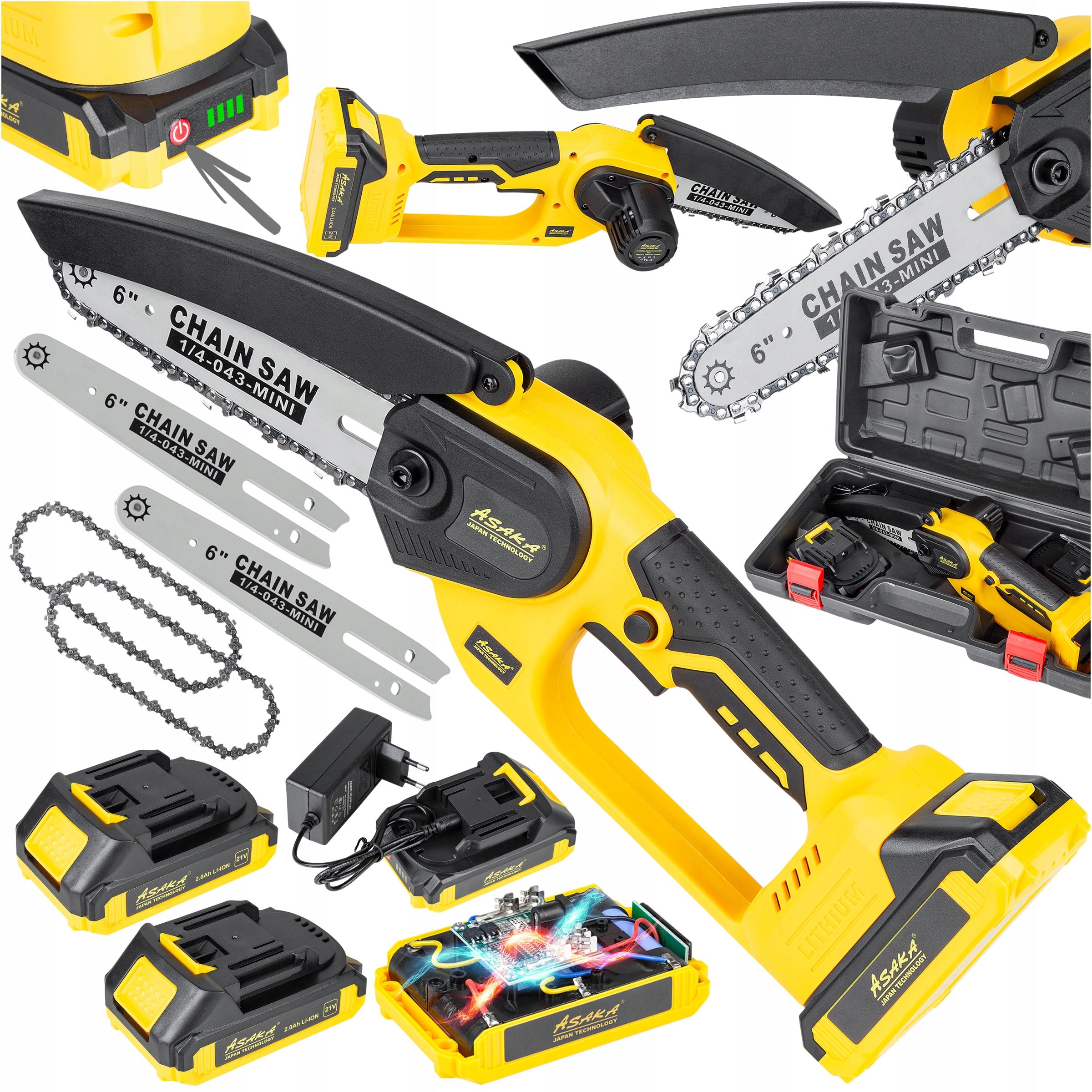 CHAINSAW CORDLESS MINI CHAINSAW BRANCH 2XAKU SUITCASE