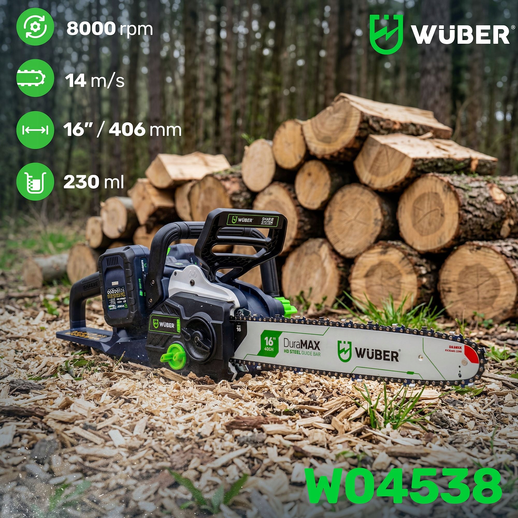 CHAINSAW CORDLESS SAW 16" POWERFUL 40V 1200W WITH OIL 2AKU+CHARGE Manufacturer code PIŁA ŁAŃCUCHOWA + 2XAKUMULATOR + ŁADOWARKA