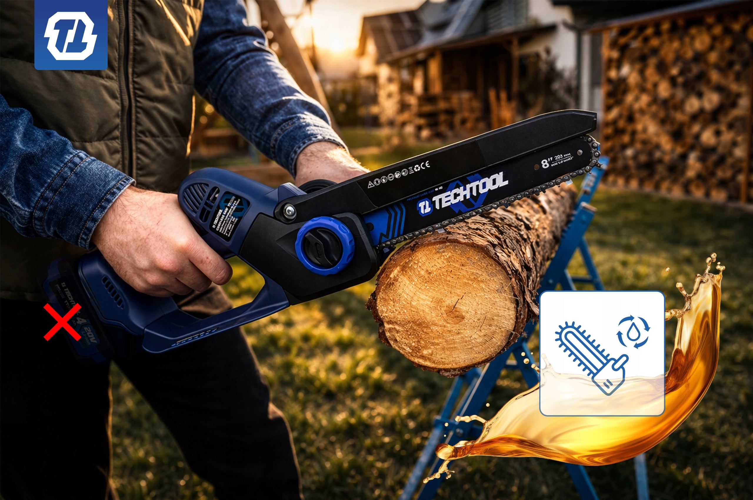 CHAINSAW CORDLESS SAW 8" BRANCH SUITCASE TECHTOOL Series PIŁA ŁAŃCUCHOWA GAŁĘZIÓWKA MINI PILARKA