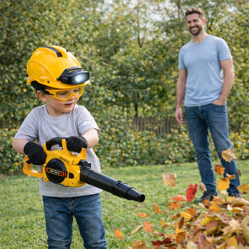 CHAINSAW DIESEL LEAF BLOWER TOY FOR CHILDREN LED HELMET Manufacturer code zestaw małego drwala