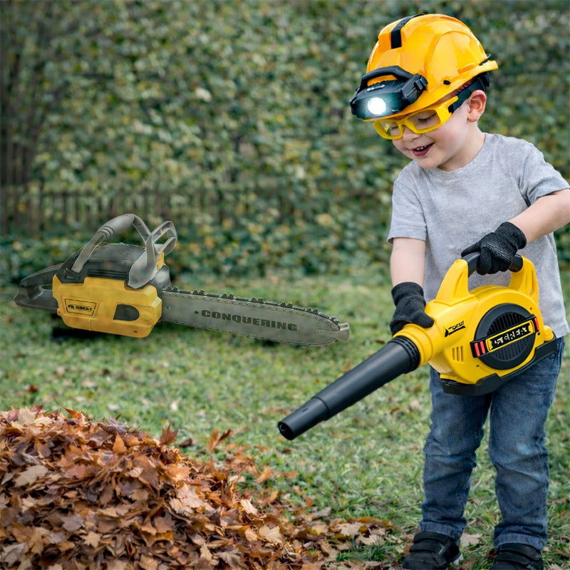 CHAINSAW DIESEL LEAF BLOWER TOY FOR CHILDREN LED HELMET Product width 37.5 cm