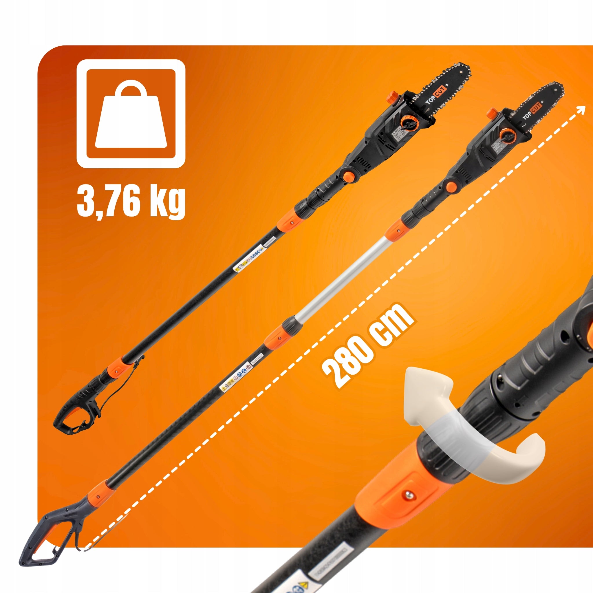 CHAINSAW ON BOOM ELECTRIC SAW TOP CUT 750W LENGTH 2,8M Brand Top CUT