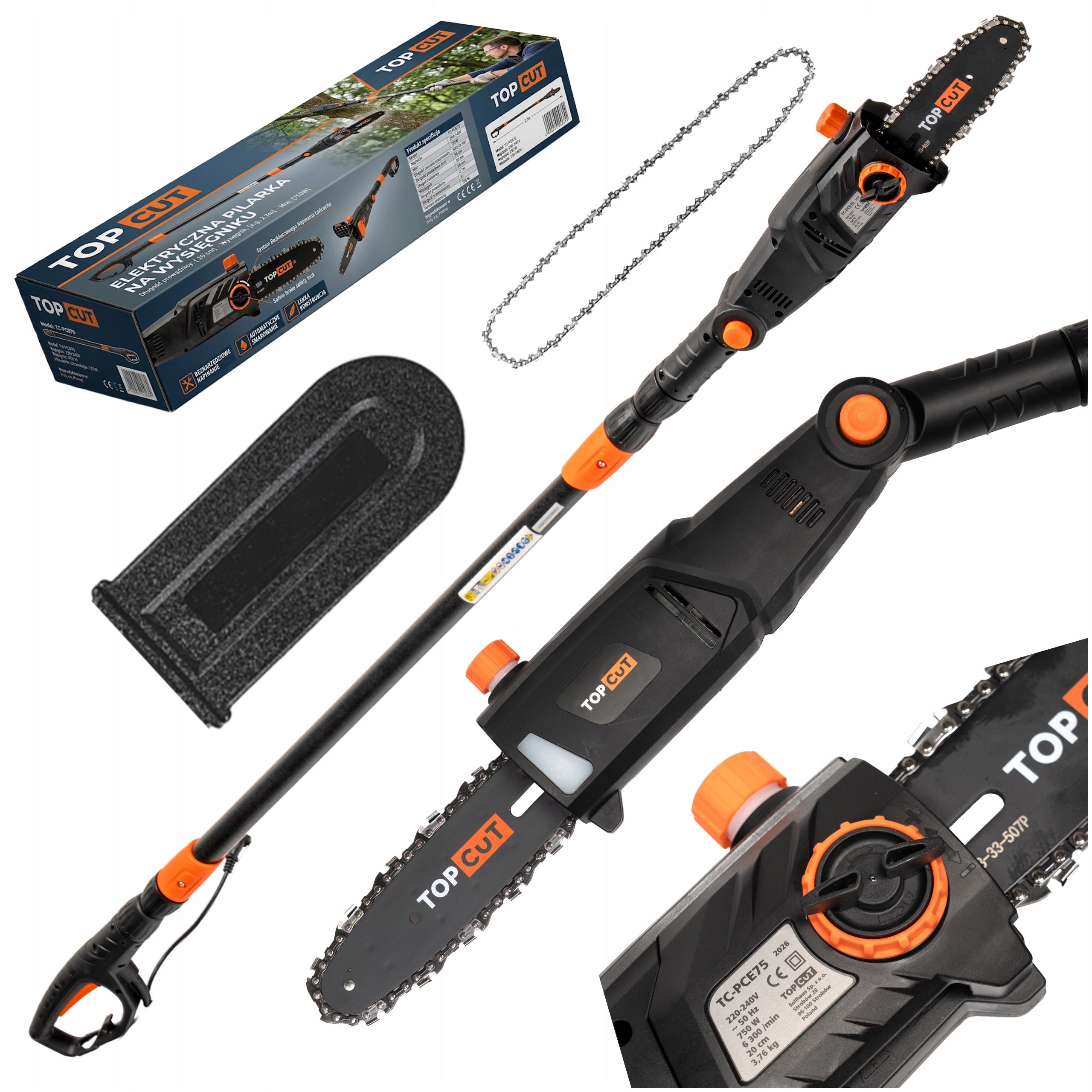 CHAINSAW ON BOOM ELECTRIC SAW TOP CUT 750W LENGTH 2,8M