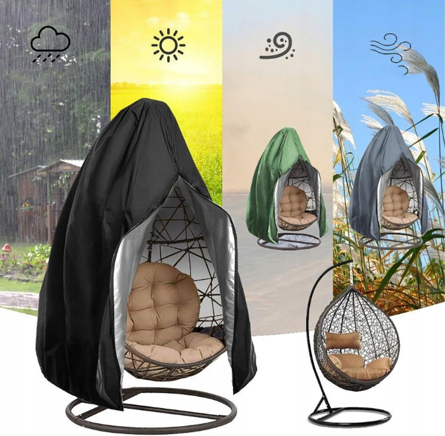 CHAIR COVER HANGING GARDEN COCOON SWING BLACK Product weight with unit packaging 0.612 kg