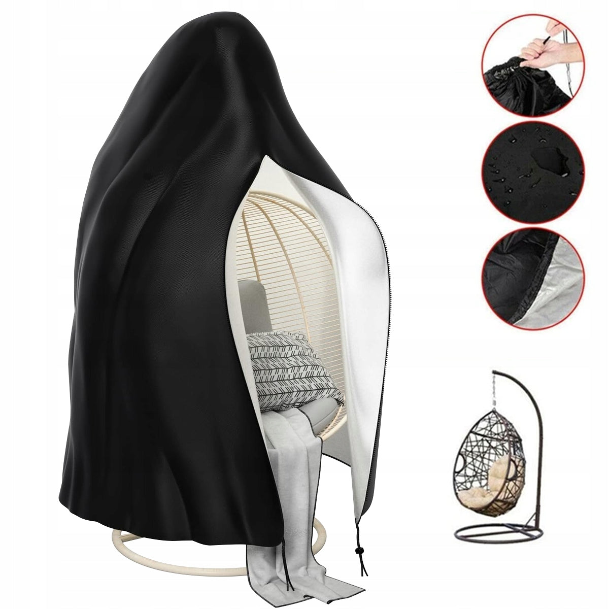 CHAIR COVER HANGING GARDEN COCOON SWING BLACK