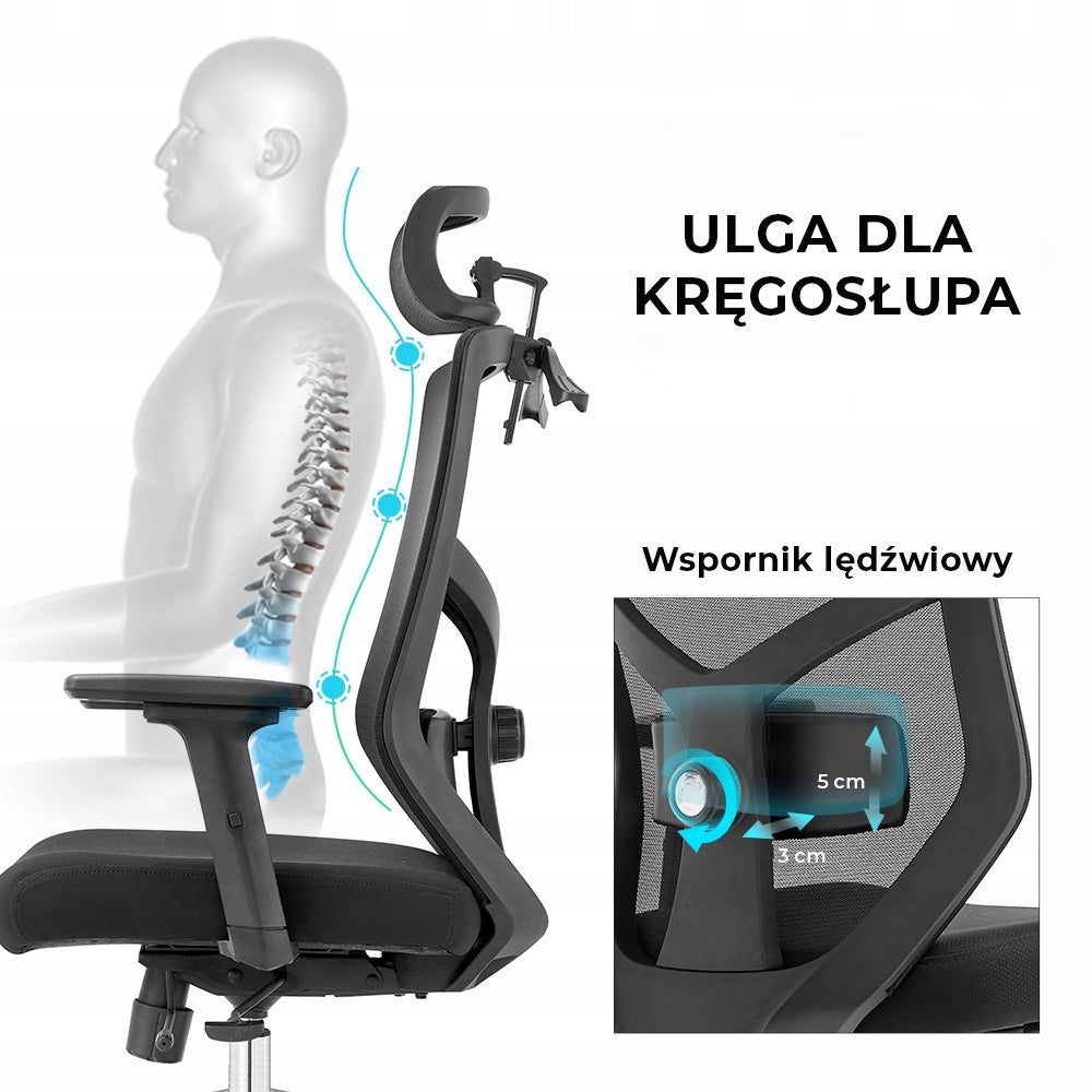 CHAIR ERGONOMIC OFFICE CHAIR ANGEL ROSA UP TO 150kg BLACK Manufacturer code ROSA-BLACK