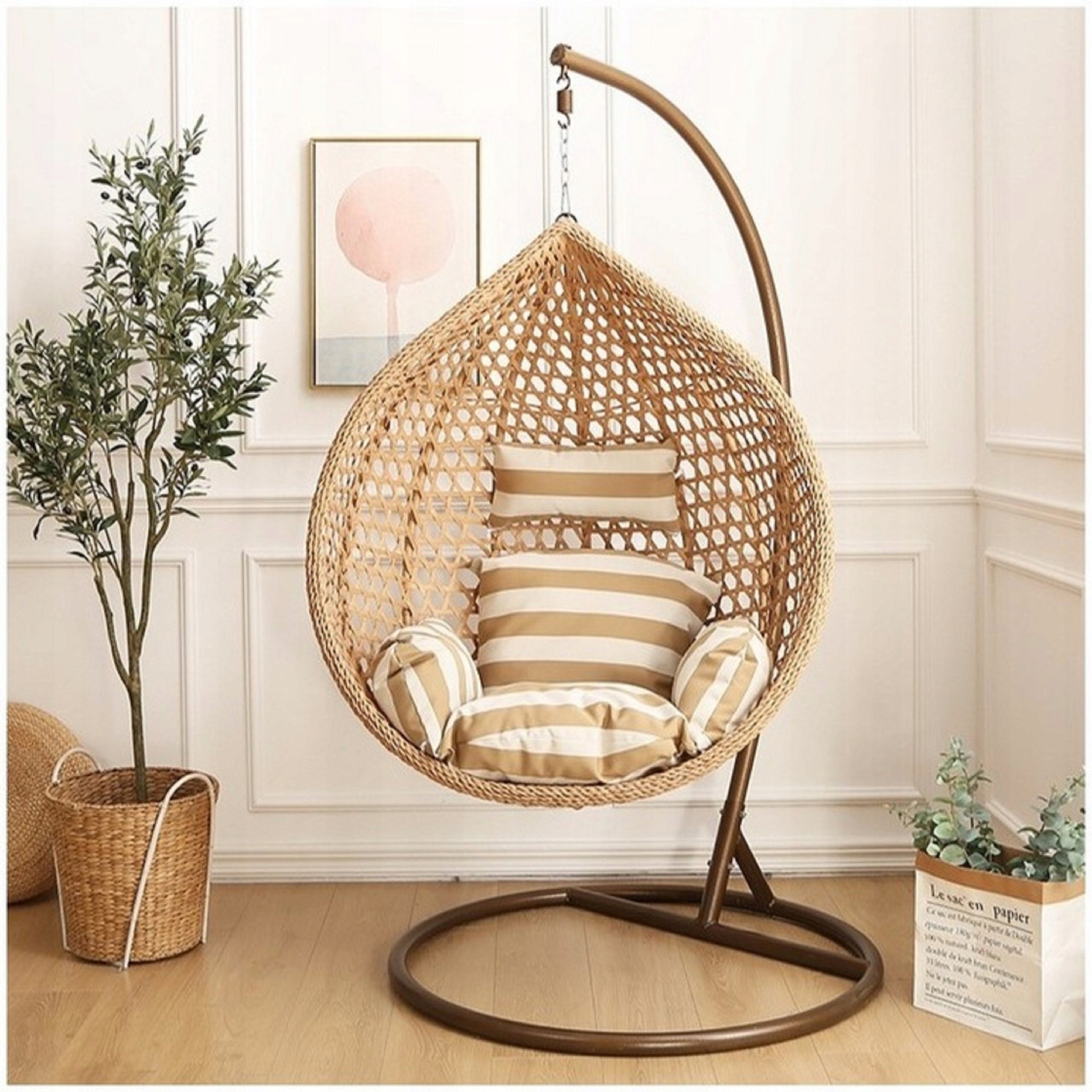 CHAIR HANGING GARDEN BASKET EGG ROCKING COCOON PREMIUM BOHO + PILLOWS Manufacturer LAZYhome